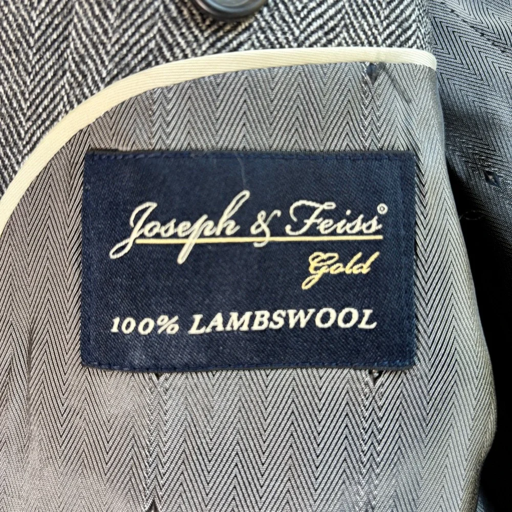 Joseph & Feiss Gold Mens 46L Gray 100%‎ Lambswool Blazer Sport Coat
